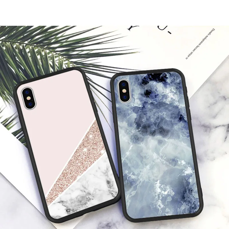 

Classic Luxury Marble Phone Case For iPhone X XS MAX 6s XR 5 SE cases Black Silicone Cover for iPhone 7 8 Plus