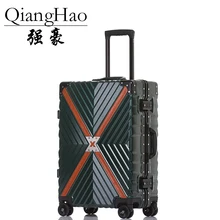 QiangHao 2" 24" 2" 29" Поликарбонат VS алюминиевая рама переносить на роликовой жесткой тележке Дорожный чемодан для поездок чемодан