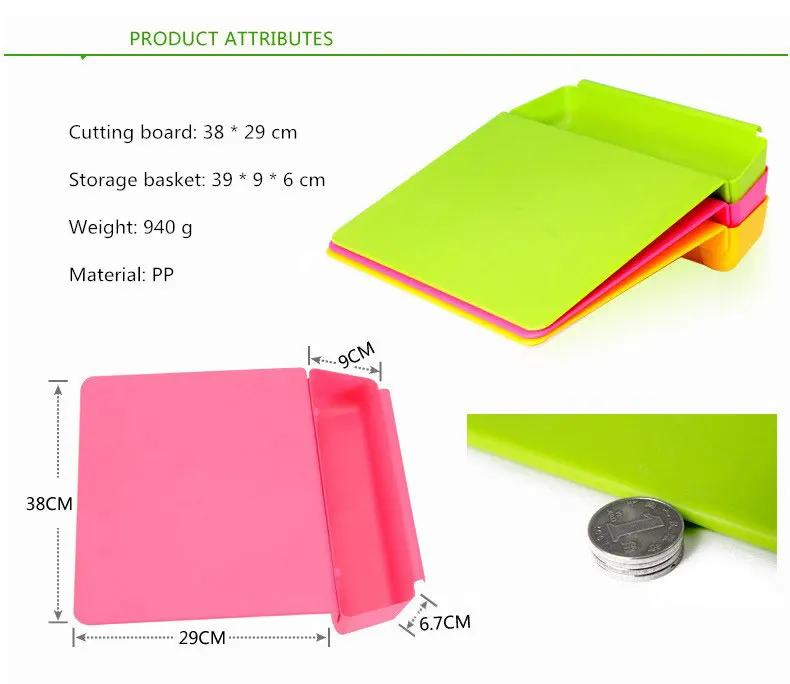 2 в 1 чистая цветная разделочная доска Нескользящая складывающаяся разделочная доска Кухня Складная разделочная доска пластиковая Толстая тарелка для фруктов