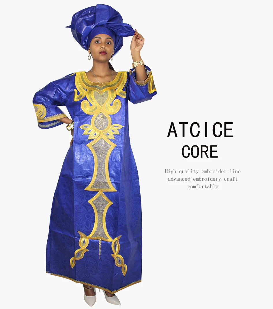 african suit African Dresses For Women 100% Cotton African BAZIN Riche Embroidery Design Traditional Dress A214# african attire