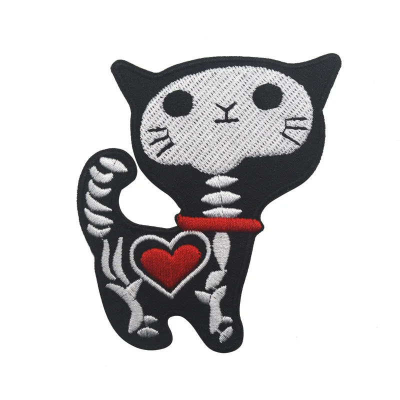 

Shock Skeleton Skull X-ray Cat Kitty Funny Cartoon DIY Applique Embroidered Sew Iron on Patch badge