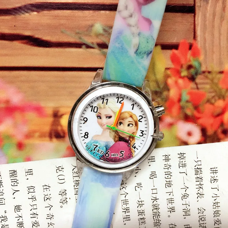 Birthday Party Kids Gift Clock Wrist Children Watches Princess Elsa Electronic Colorful Light Source Girls Kids Watches - Цвет: 4