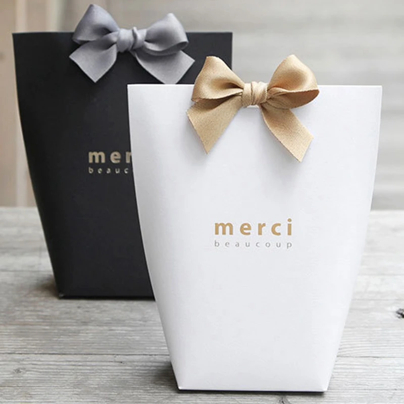 Bronzing "Merci" мешок конфет французский спасибо Свадебные сувениры Подарочная коробка Посылка на день рождения подарки сумки 5 шт./лот