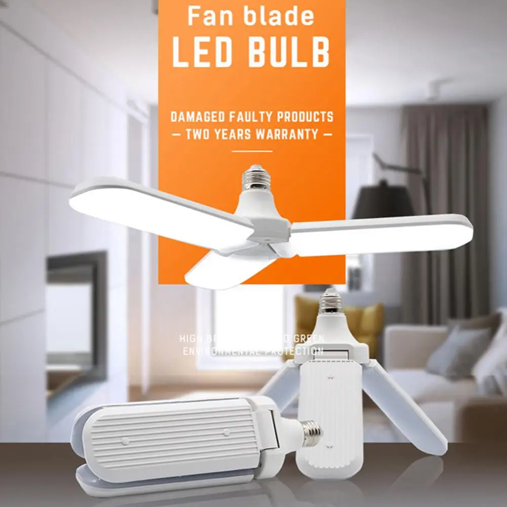 

36W E27 LED Bulb SMD2835 228 Led Beads Super Bright Foldable Fan Blade Angle Adjustable Ceiling Lamp Home Energy Saving Lights