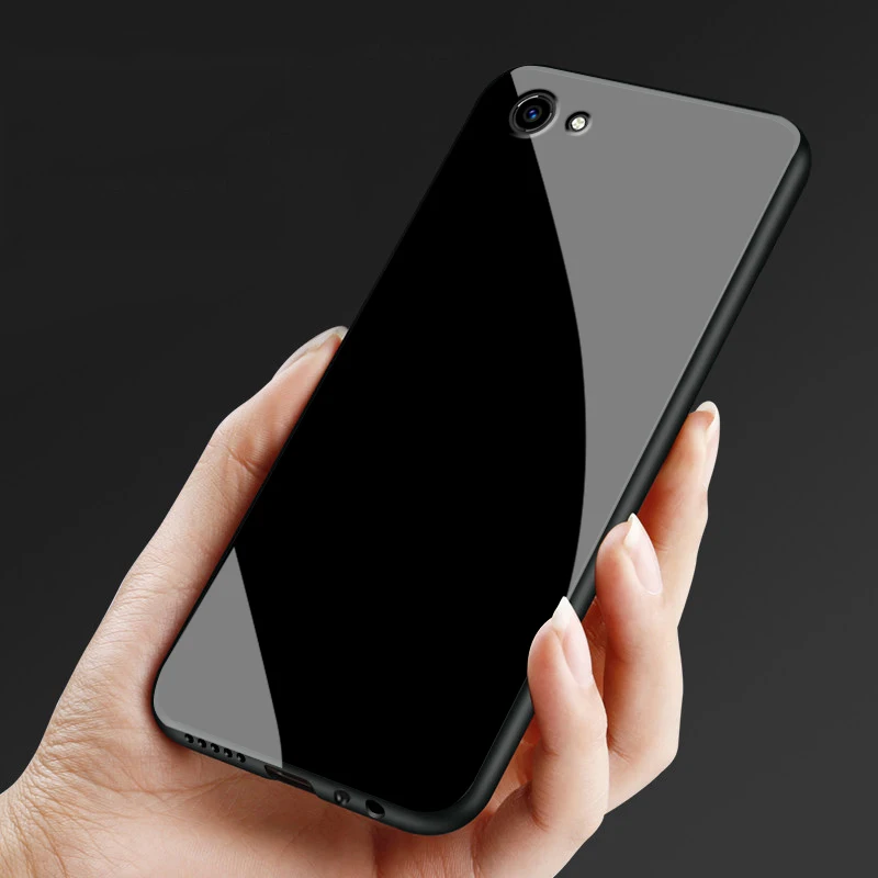 

Cover For Vivo Y81 Glass Case Luxury Silicone Soft Frame+Glass Back Cases Accessory On Vivo Y 81 / Vivo Y81 Fundas Coque