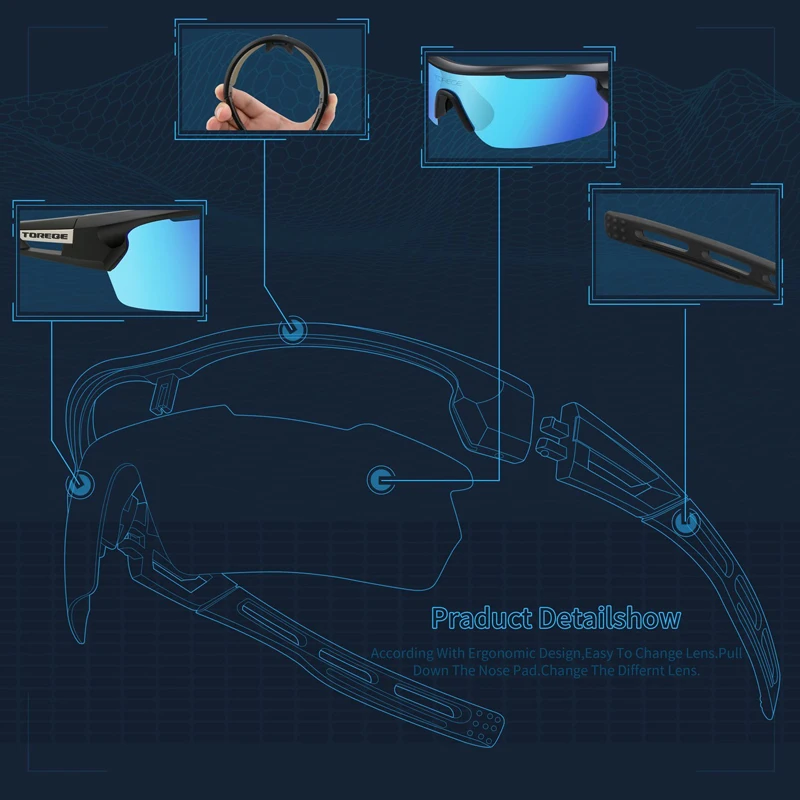 Torege Поляризованные спортивные солнцезащитные очки для Для мужчин Для женщин Велоспорт Бег для вождения, рыбной ловли, для игры в гольф Бейсбол очки TR90 стойкая к повреждениям оправа