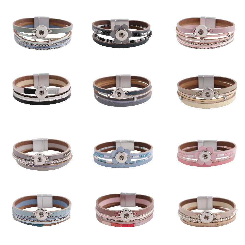 

Newest Design Snap Bracelet&Bangles High Quality Steel Charms Bracelets For Women Fit 12mm Partnerbeads Snaps Jewelry KS0645-S
