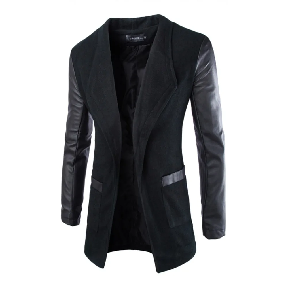 Faux leather trench coat mens