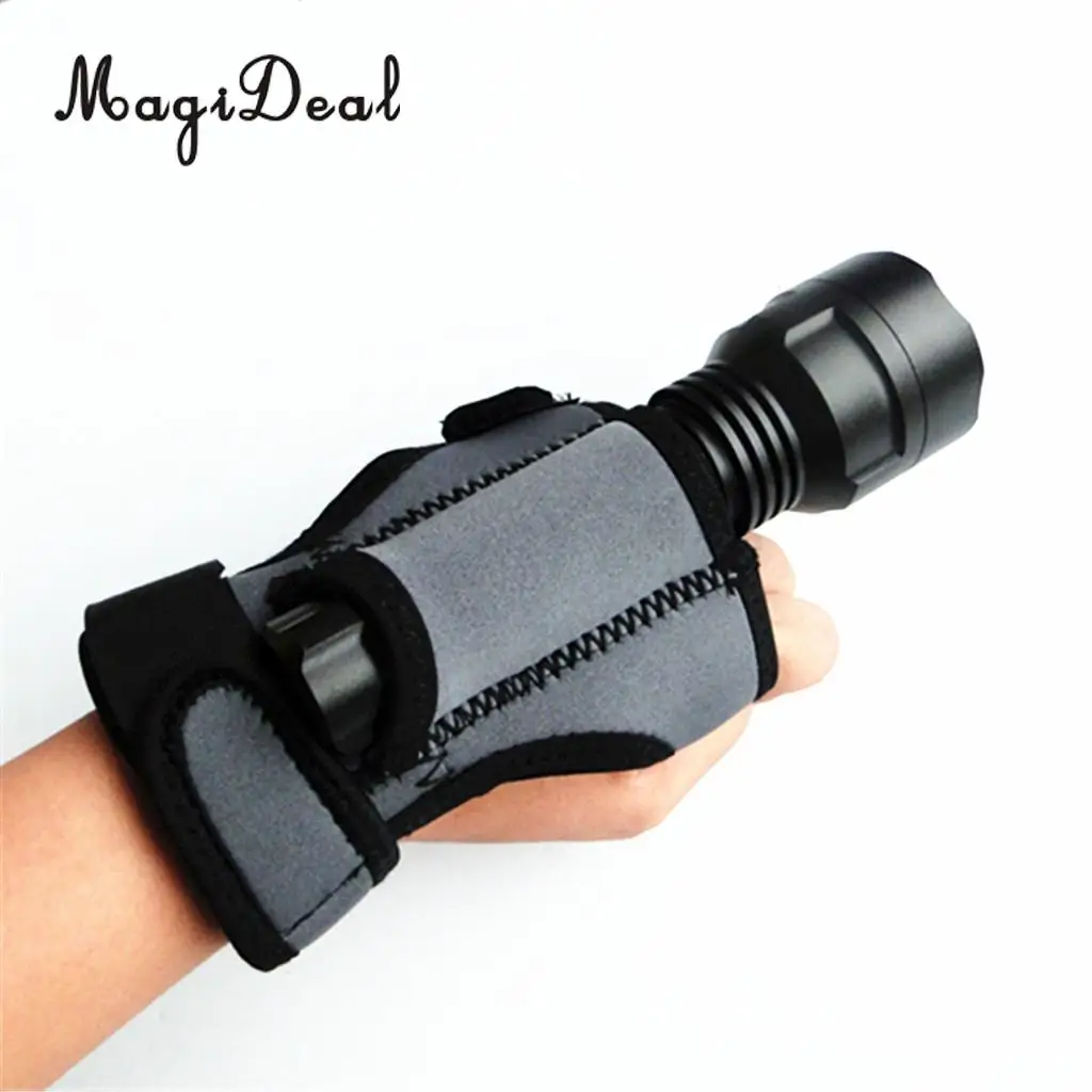 MagiDeal 3mm Neoprene Hand Free Flashlight Light Holder Glove Scuba Diving Dive Underwater LED Torch Mount Holster Equipment