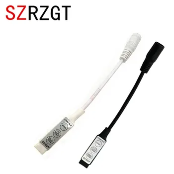 

12V 24V LED RGB Controler Single Color Mini 3Key DC Plug wire LED RGB black White Dimmer Connector for 5050 3528 5630 LED Strip
