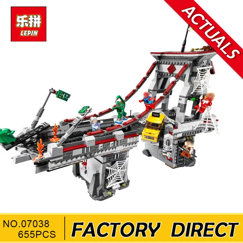 

LEPIN 07038 1165Pcs Super Hero Spiderman Web Warriors Bridge Battle Model Building Blocks Bricks Set Education Children Toys