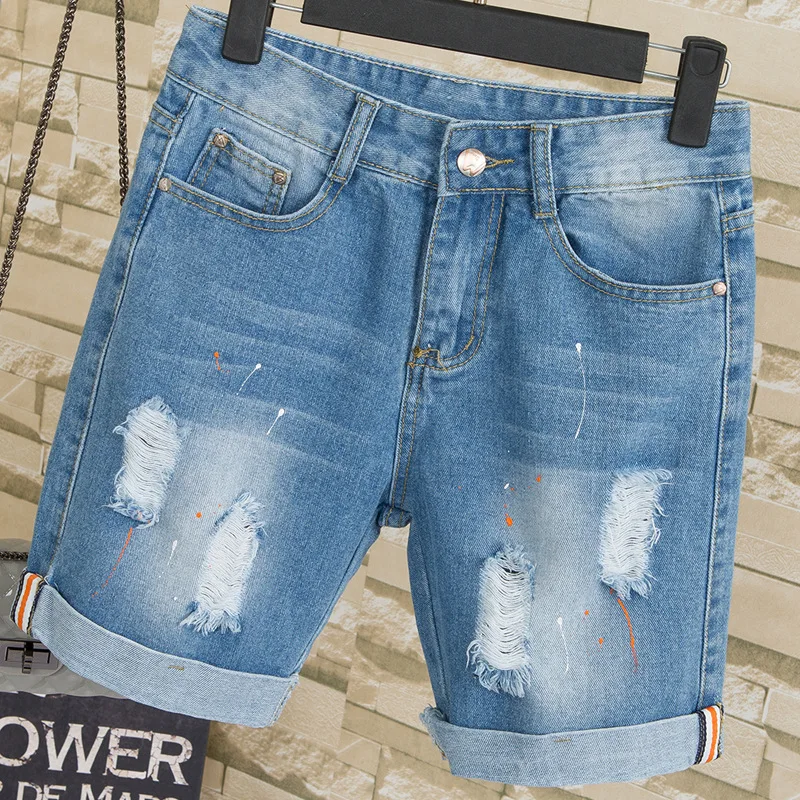 Женские повседневные летние новые свободные джинсовые шорты большого размера, женские милые однотонные джинсовые шорты с карманами на пуговицах - Цвет: Небесно-голубой