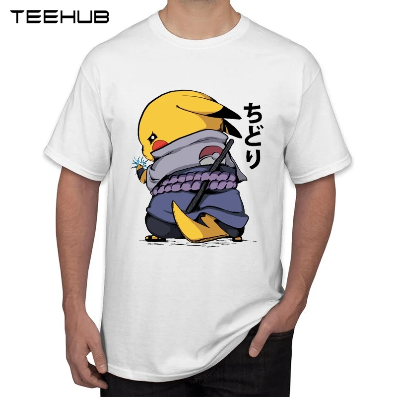 

TEEHUB Art Design Pikachu Samurai Print Men T-Shirt Fashion Pikachu Naruto T Shirt Cool Short Sleeve Casual Men Clothing