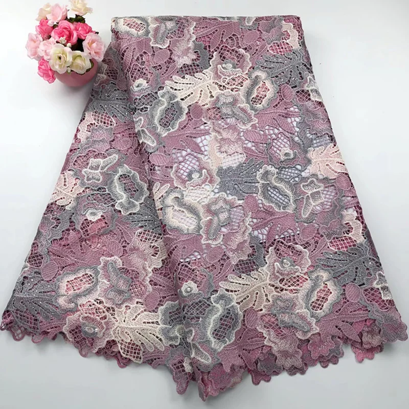 

8 colors (5yards/pc) High quality African guipure lace fabric delicate water soluble lace fabric for party dress WLH006