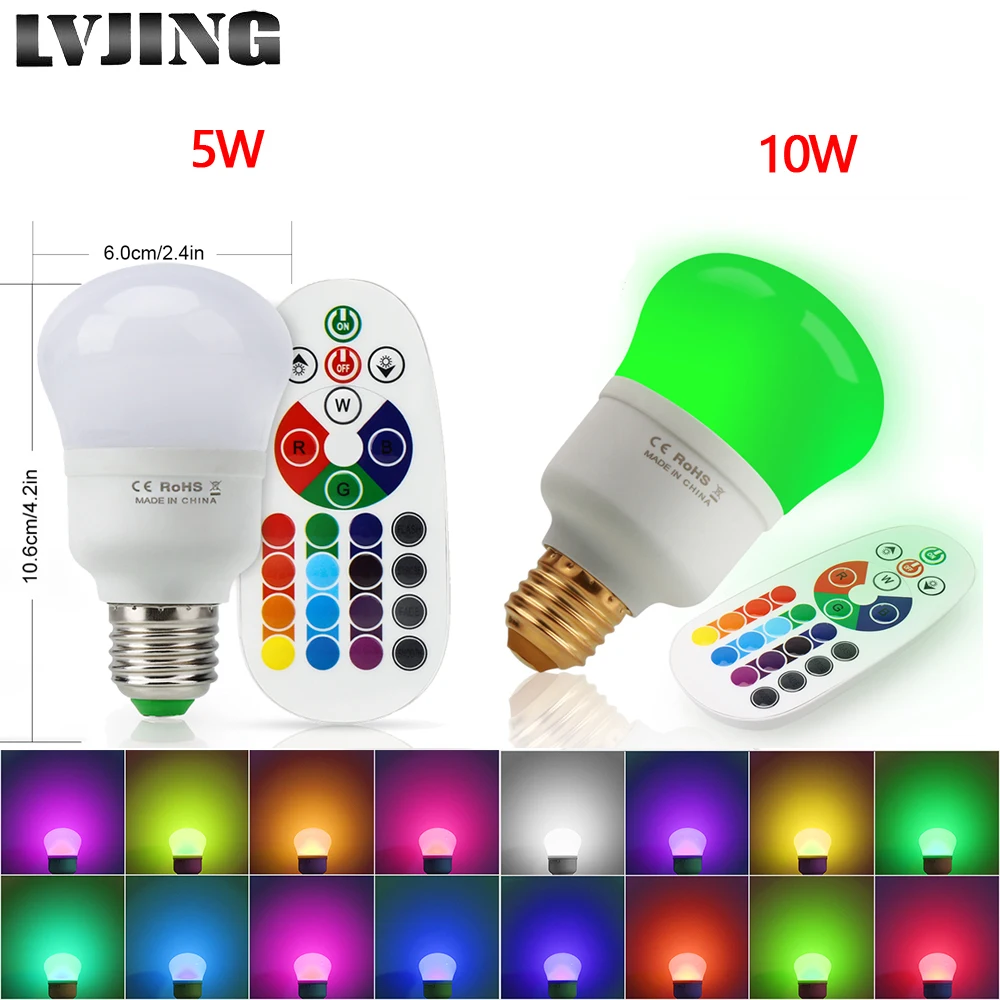 5 Вт 10 E27 RGB светодиодный светильник домашний декор интерьерный Точечный 16 цветов