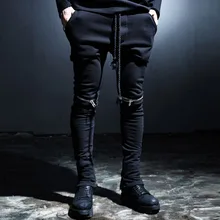 27-44! Может быть настроена Осенняя мужская одежда повседневные брюки индивидуальная молния украшения конические узкие брюки размера плюс