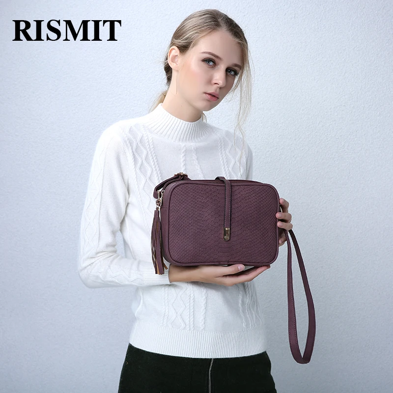 RISMIT Женская сумка с длинным ремешком через плечо под кожу питона из экокожи