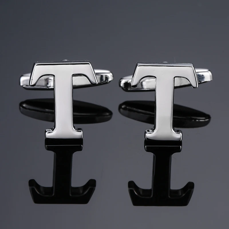 

DY new High grade brand Brass material Silvery letter T Cufflinks Men's French shirt Cufflinks free shipping
