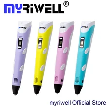 3D ручка Myriwell 2-го Поколения СВЕТОДИОДНЫЙ Дисплей DIY 3D Принтер Пера с 20 Цвет 100 М ABS Накаливания Искусство 3d ручки Для Детей Рисунок инструменты
