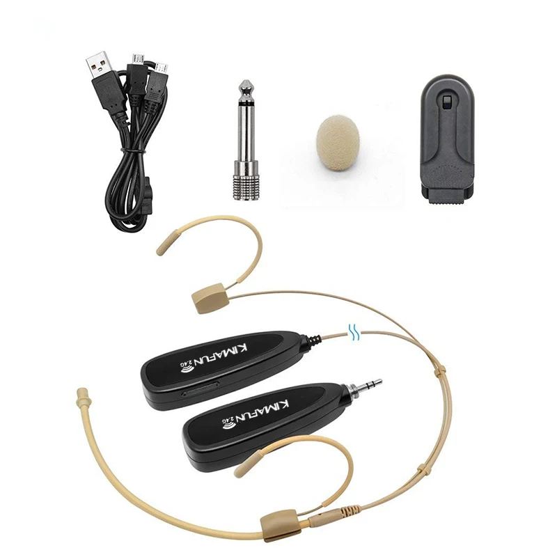 Microfone sem Fio Fone de Ouvido Transmissor com Microfone Kimafun Alto-falante Transmissão Duplo Megafone Mic 2.4g 30-50m - Image 5