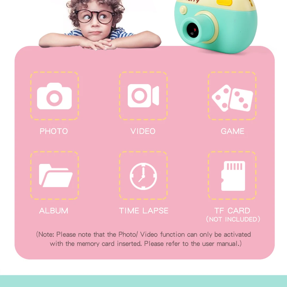 JJRC V01 Kids Digital Camera Gift for Girls Boys 2.0 Inches HD Screen 8.0MP Video Camera for Kids Shockproof Children Selfie Toy