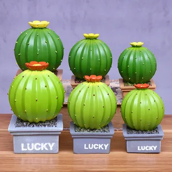 

Family Bank Cactus Shaped Piggy Bank Metal Coin Bank Money Box Figurines Saving Money Home Decor New Year Gift For Kids