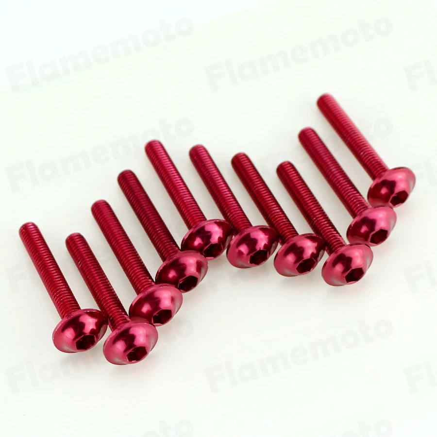 

10pcs Red Motorcycle Bolts Screw M6 x 40mm Aluminum adornment