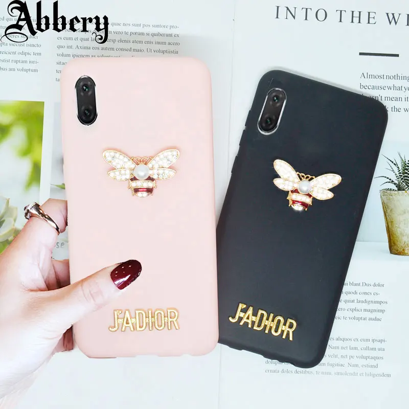 

Luxury 3D Brand Bee Soft Case for iPhone 5 5s Se 6 6s 7 8 Plus X XR XS Max Bling Diamond Pearl Funda Coque Cute Silicone Cover