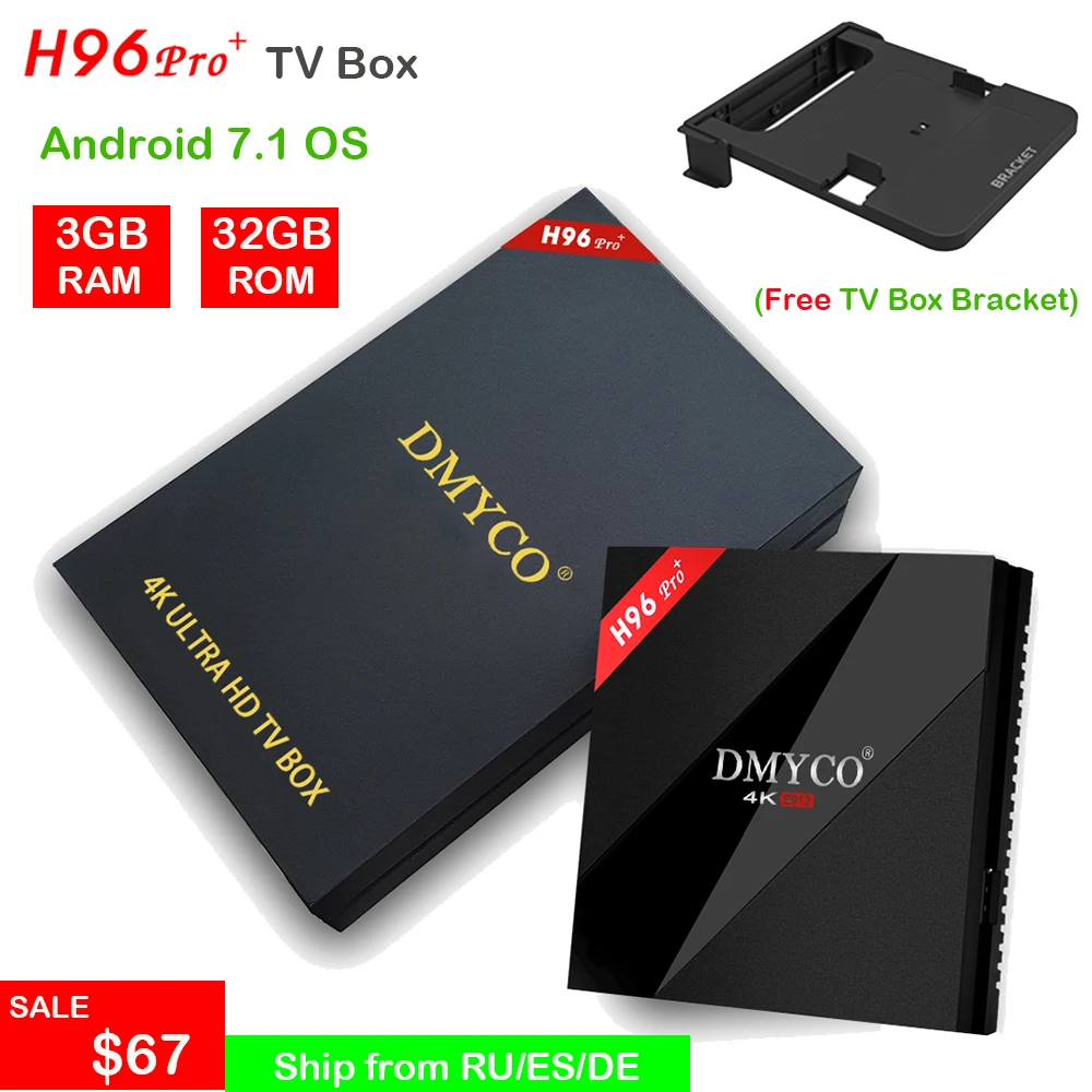 

H96 Pro + TV Box Amlogic S912 3GB 32GB Octa Core Android 7.1 OS BT 4.1 2.4GHz+5.0GHz WiFi Mini PC Media Player Smart Set Top Box