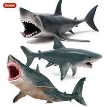 Oenux 3 pçs oceano selvagem megalodon marinho grande tubarão lamnidae figuras de ação vida marinha animais gigante tubarão modelo brinquedos presente para crianças