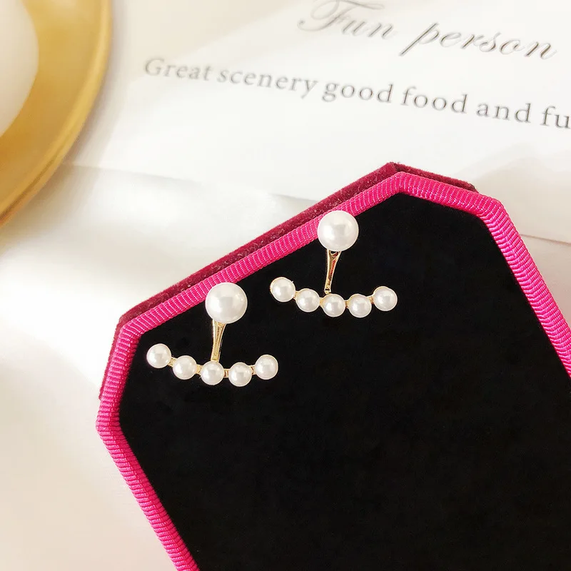 

Korea Silver Needle Earring Jackets Super Fairy Mini Imitation Pearl Earrings for Women Accessories Fashion Elegant Jewelry