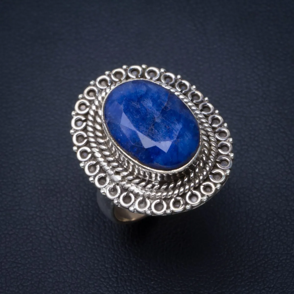 

Natural Sapphire Handmade Unique 925 Sterling Silver Ring 6.5 B1343