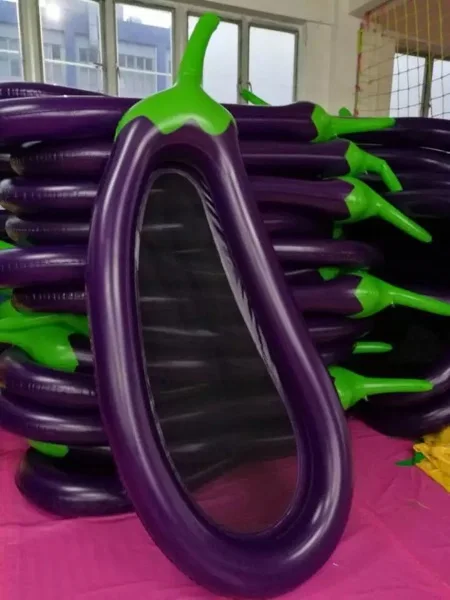 Children Eggplant Shape Inflatable Water Toy Outdoor Swimming Ring Adult Child Beach Pool Sea Toy Summer Cute Sunbathe Bed 2021 3