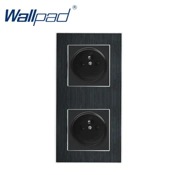 

Double EU Socket French Standard Wallpad Luxury Wall Outlet Satin Metal Panel 86*172mm Wall Power Outlet Schuko