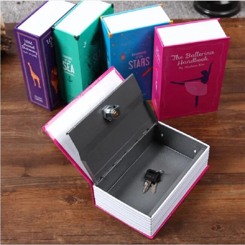 Multiple simulation books mini safe hidden security lock cash coin storage jewelry key cabinet children's gift money box