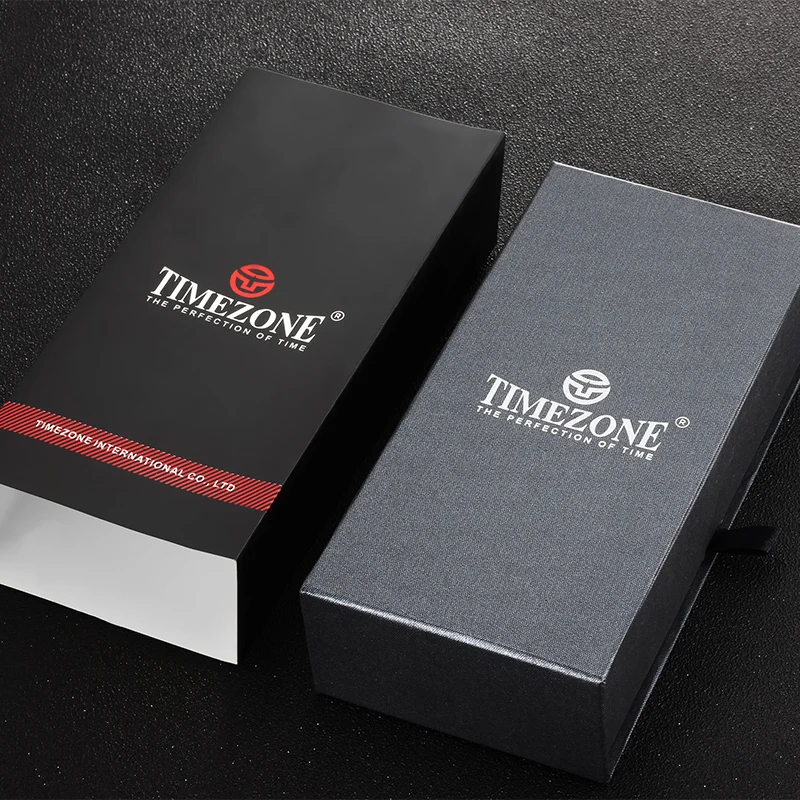

TIMEZONE Brand Watch Box Luxury Gift Watch Box Fashion Drawer Box New Black Clock Box