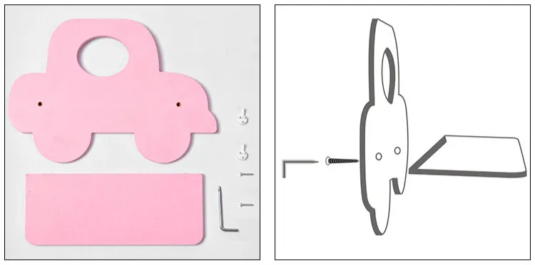 Нордическая деревянная полочка с настенным креплением держатели для хранения розовый автомобиль в форме Висячие стойки Органайзер детская комната декоративные изделия для стен