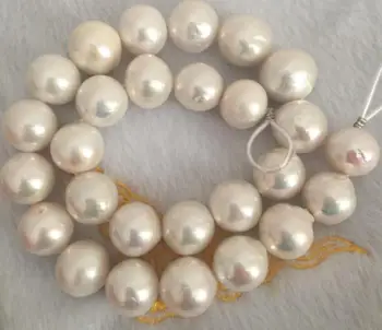 

gorgeous 15-16mm round south sea white pearl necklace 18inch 925s kkk