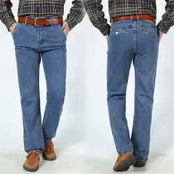 2019 Для мужчин джинсы 100% хлопок свободные прямые классические джинсы Демисезонный Мужской Джинсовые штаны комбинезоны Дизайнерские