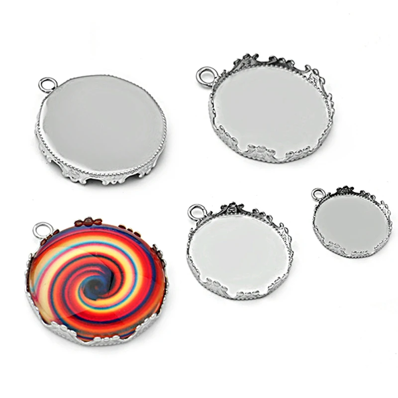 

20pcs Pure Stainless Steel Inner Diameter 12MM-15MM-20MM-25MM Crown Blank Single Hanging Time Gem Tray
