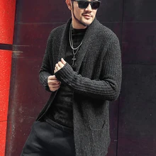 Мужской зимний свитер серый Тонкий Повседневный шерстяной кардиган вязаный брендовый Европейский стиль теплый вязаный кардиган для мужчин J789