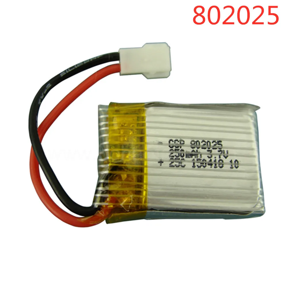 

2PCS / lot 3.7V 250mAH Lipo Battery For Remote Control Aircraft Parts 3.7 V 250 mAH XH Plug 802025 25C 3.7V 1S Battery