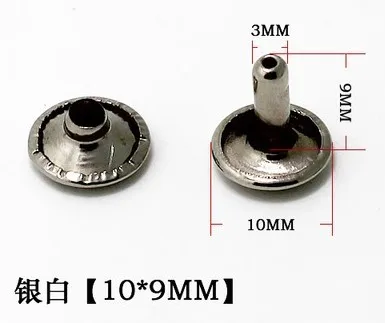 60 пар/лот 8-10 мм бронза золотой белый серебряный пистолет черный двухсторонние заклепки Кнопки украшения для сумки кожаный колпачок diy1946