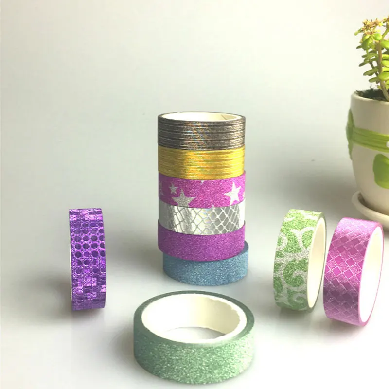 10 шт. 1,5 см x 3,0 м Блестящая лента DIY самоклеющаяся наклейка рулоны ремесло