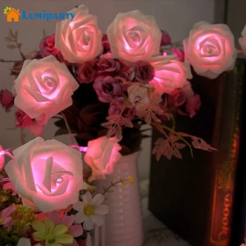 

Lumiparty Rose Flower Fairy String Light 2M 20LED Christmas Outdoor Lighting For Wedding Party Decoration Battery Operated