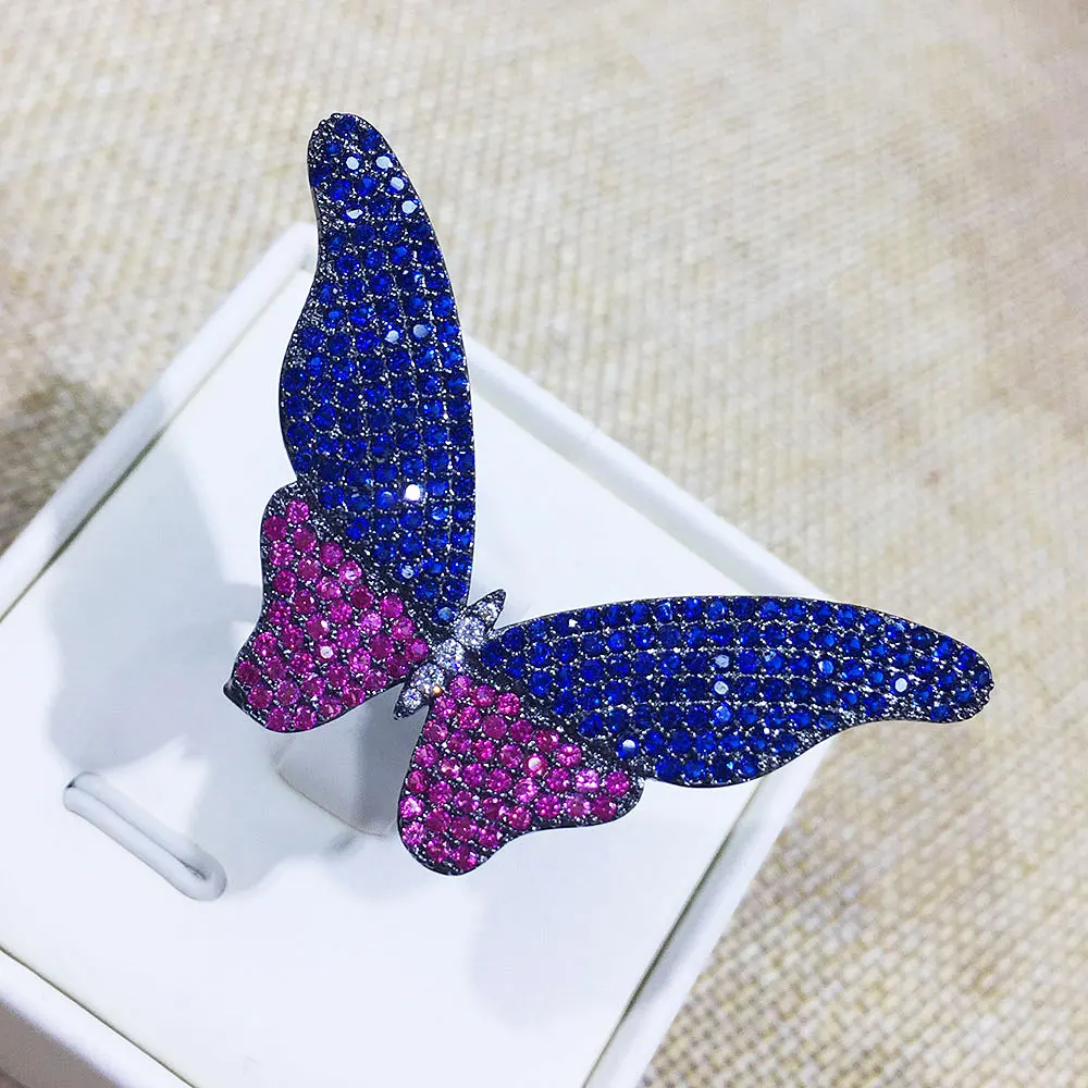 GODKI Новое поступление модное роскошное кольцо с натуральным цирконием, регулируемое кольцо с бабочкой