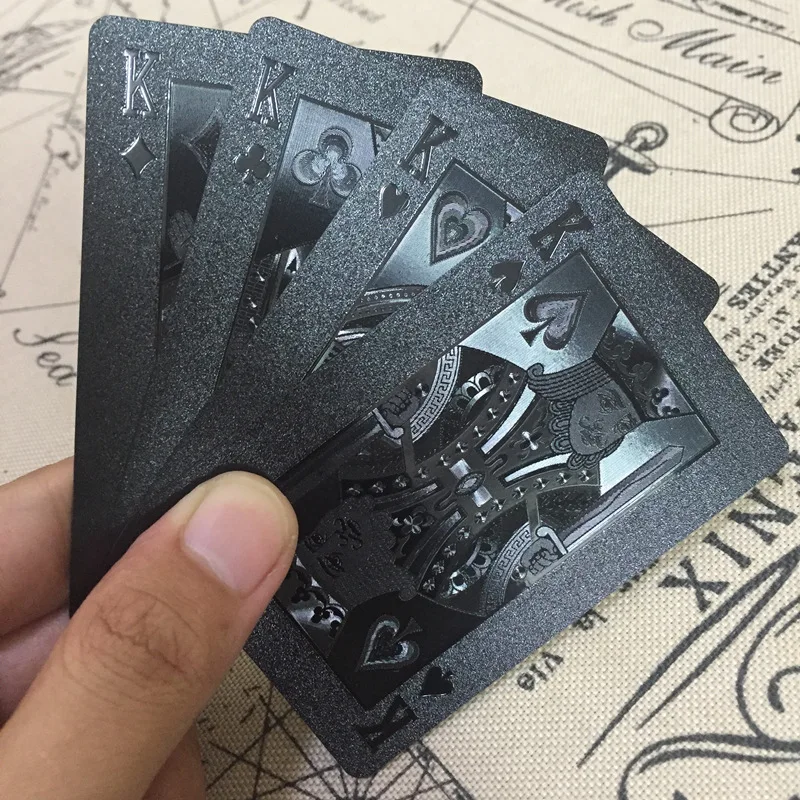 Водостойкие черные пластиковые 3D игральные карты с тиснением для покера PET Materia Advanced пластиковые игральные карты хороший подарок для