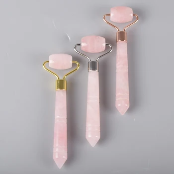 

Mini Jade Roller Eye Massage Facial Care Scraping Tool Natural Rose Quartz Crystal Acupuncture point Pen Body Health Care Beauty