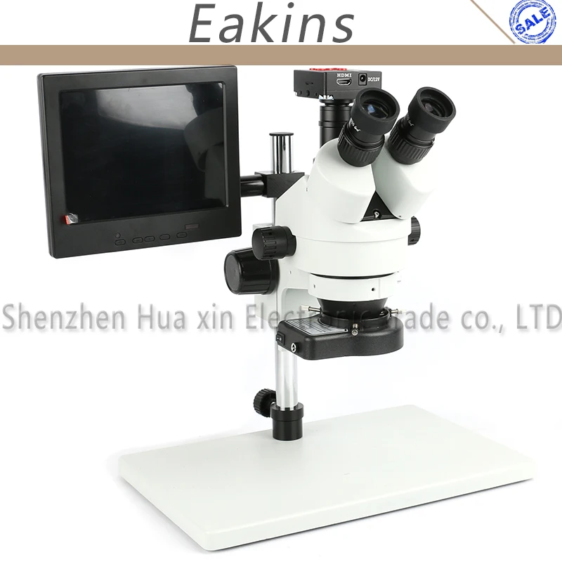

Simul Focal Trinocular Stereo Microscope Zoom 7X-45X + 1080P 16MP HDMI USB Industrial Video Microscope Camera For PCB Soldering