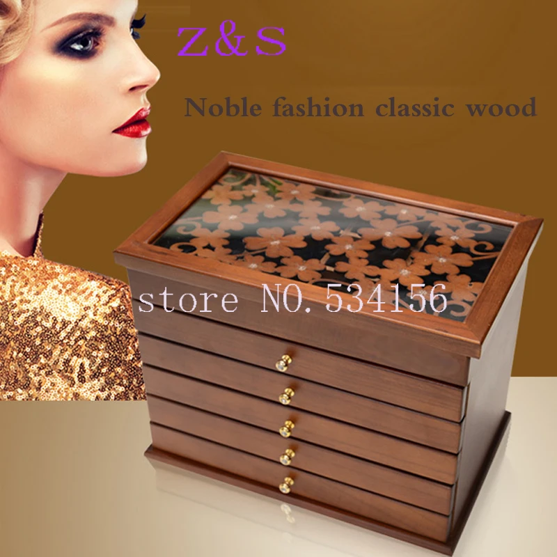 Kopen Houten Sieraden Doos Opslag Gift Display Box Sieraden Lagre Gift Box Verpakking kist huwelijk holiday gift up organizer box